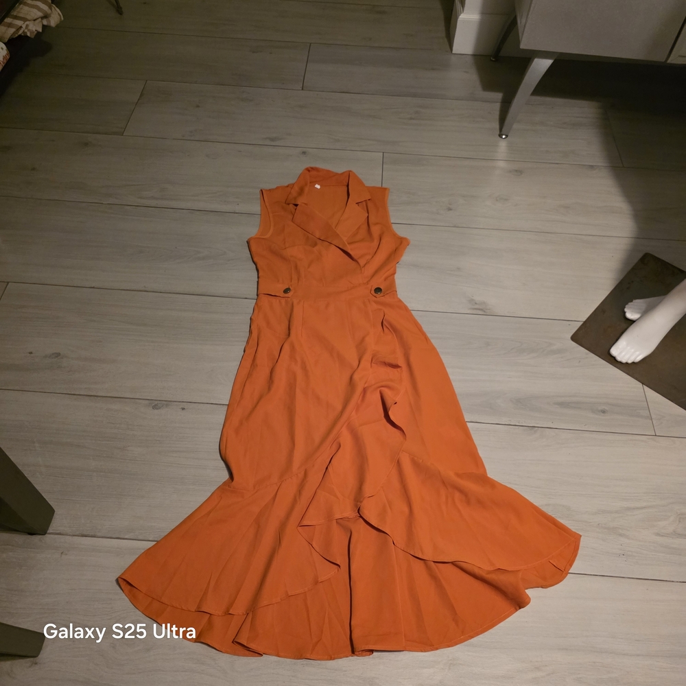 W106 SHEIN Vibrant Orange High Low Dress